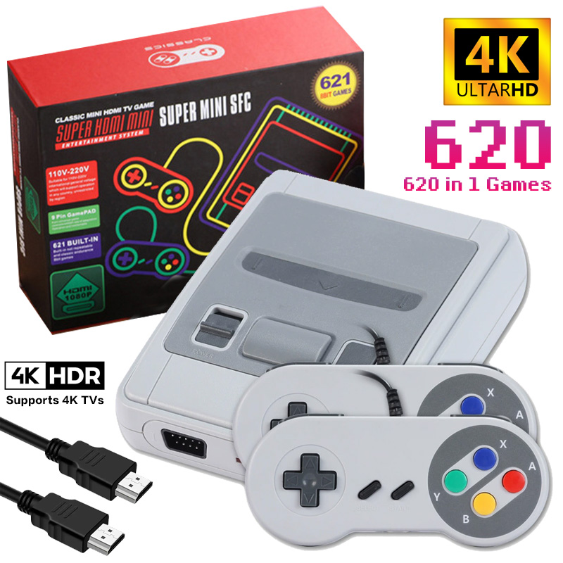 Retro Gaming N64 - SFC621 4K HDMIミニレトロSNESビデオゲームコンソール（SNESホーム用）、2つのゲームパッドコントローラー付き、子供へのプレゼントに最適