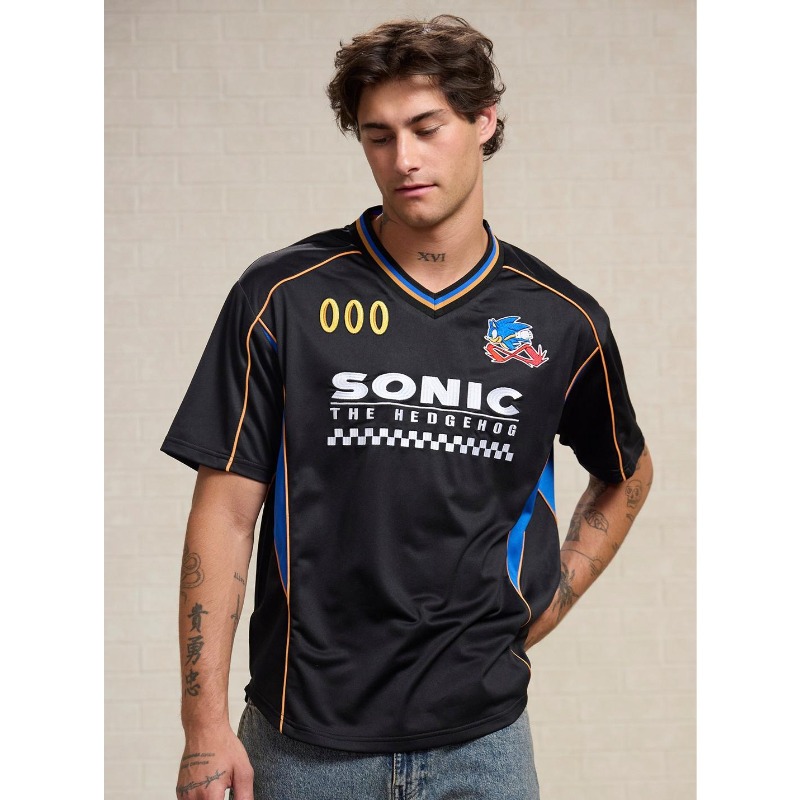 Retro Gaming T Shirt - ソニック・ザ・ヘッジホッグ ゲーム アニメ スポーツジャージ メンズ Tシャツ