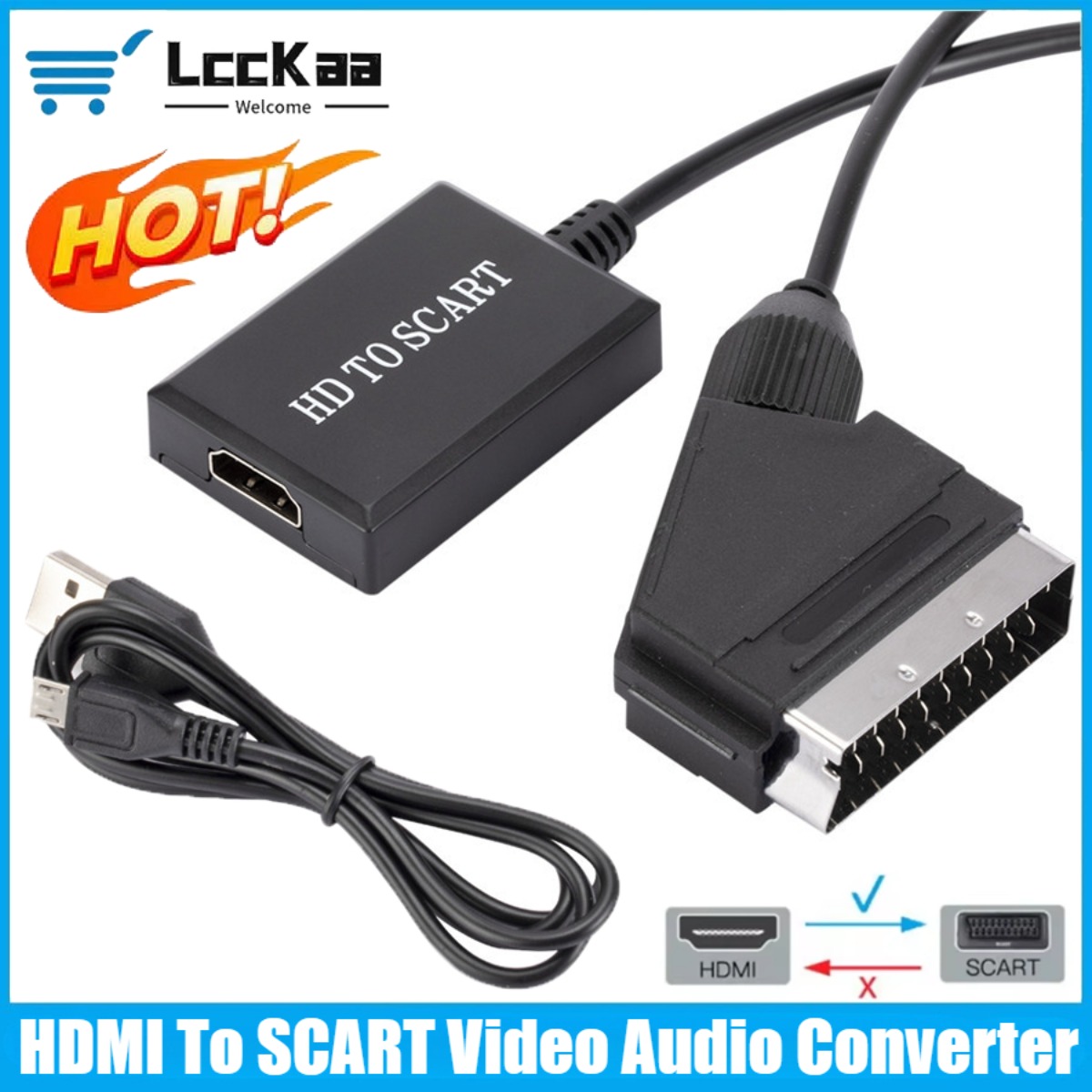 LccKaa 1080P HDMI - SCART変換アダプ - Scart To Hdmi のレビューと価格
